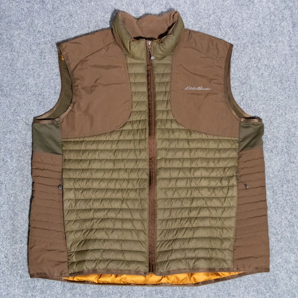 Eddie Bauer Sport Shop Stormdown 700 Goose Down Vest Men's XL Olive Green Brown